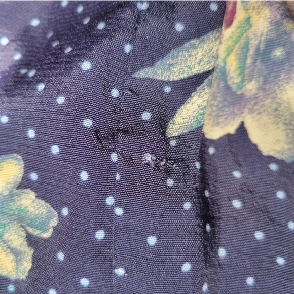 Vintage 80s/90s Jonathan Martin Blue Polka Dot Floral Maxi Dress Button Down - Picture 15 of 15